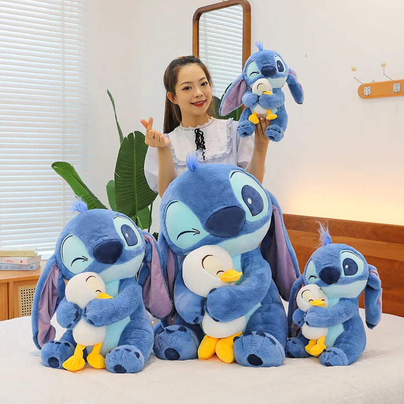 30/45cm Kawaii Plush Stitch Cartoon Hugs Donald Duck Stuffed Doll Children To Appease Sleeping Cartoon Collection Holiday Gifts