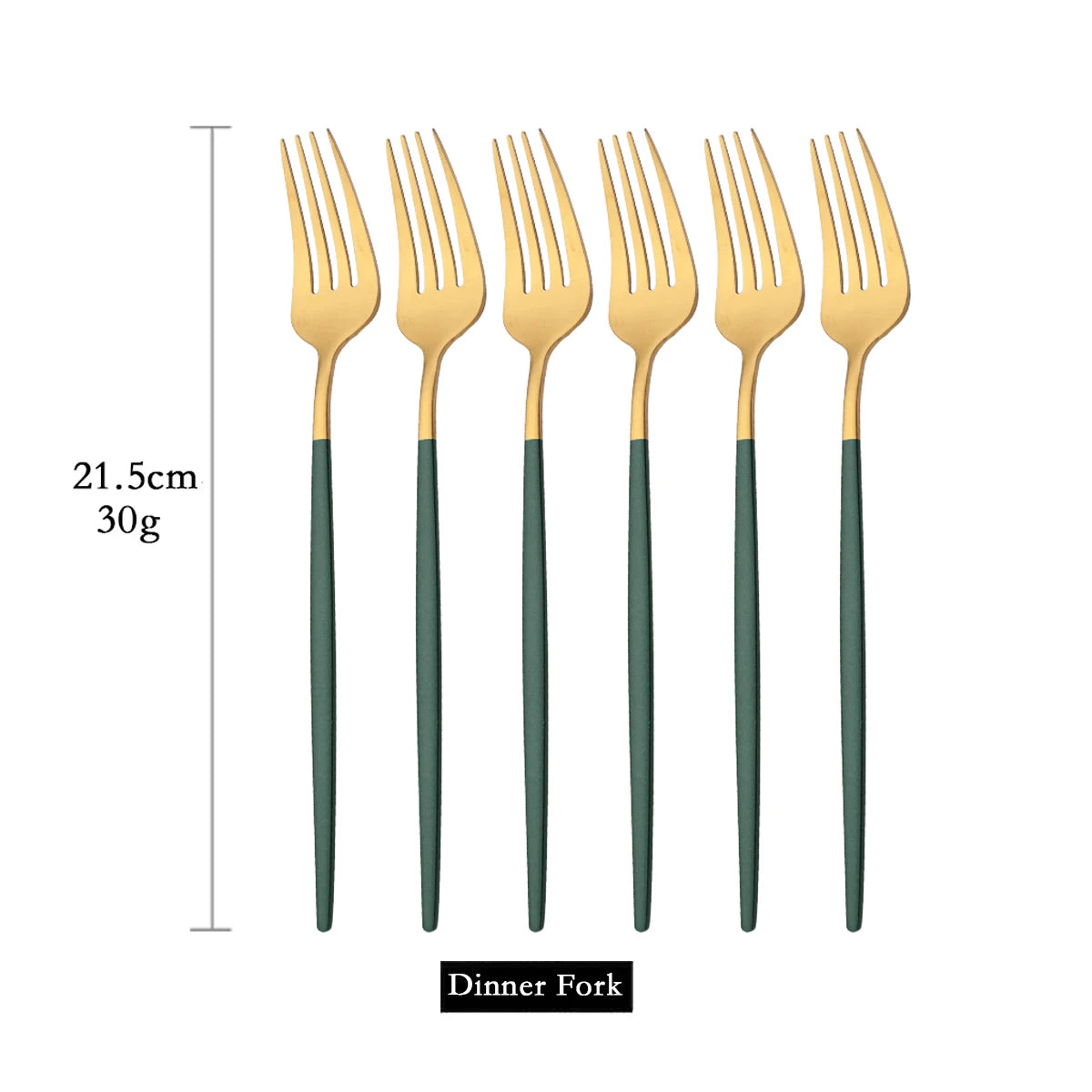 Green Gold 6Pcs Dinner Fork Tableware Dinnerware Stainless Steel Silverware Kitchen Party Flatware Matte Black Cutlery Set