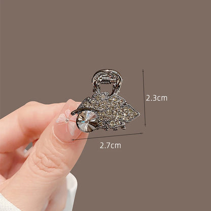 New Korean Style Alloy Rhinestone Black Hair Crab Claw For Ladies Women Headwear Summer Elegant Shining Hairpins Side Barrettes