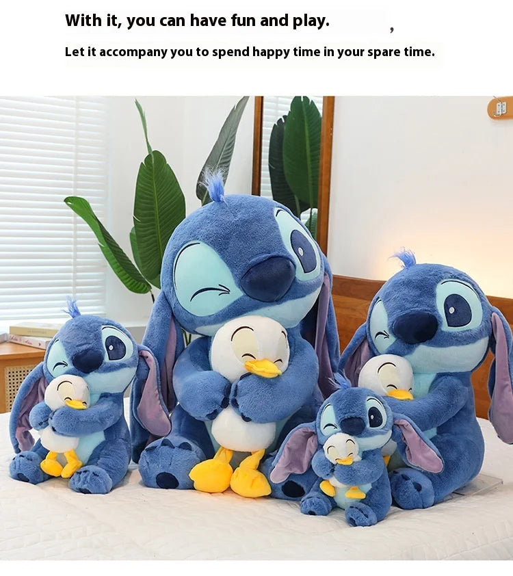 30/45cm Kawaii Plush Stitch Cartoon Hugs Donald Duck Stuffed Doll Children To Appease Sleeping Cartoon Collection Holiday Gifts