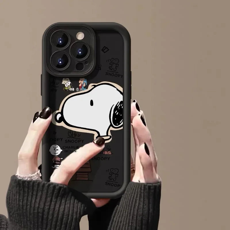 Big Head Snoopies Cartoon Phone Case For Samsung S24 S23 S22 S21 S20 Note 20 FE Plus Ultra 5G Soft Silicone TPU Cover