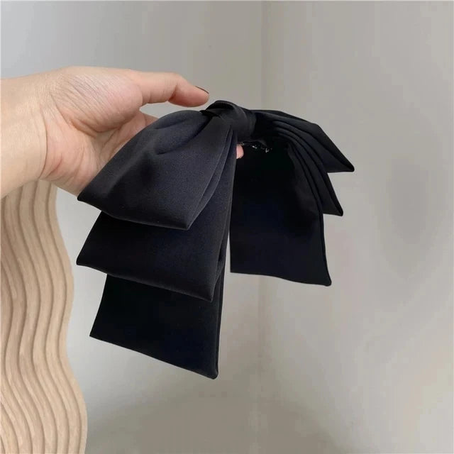 New Big Satin Hair Clip Hair Bows Girl Women Solid Pink Black Multi Layer Hair Pin Korean Fashion Pinches for Hair Accessories