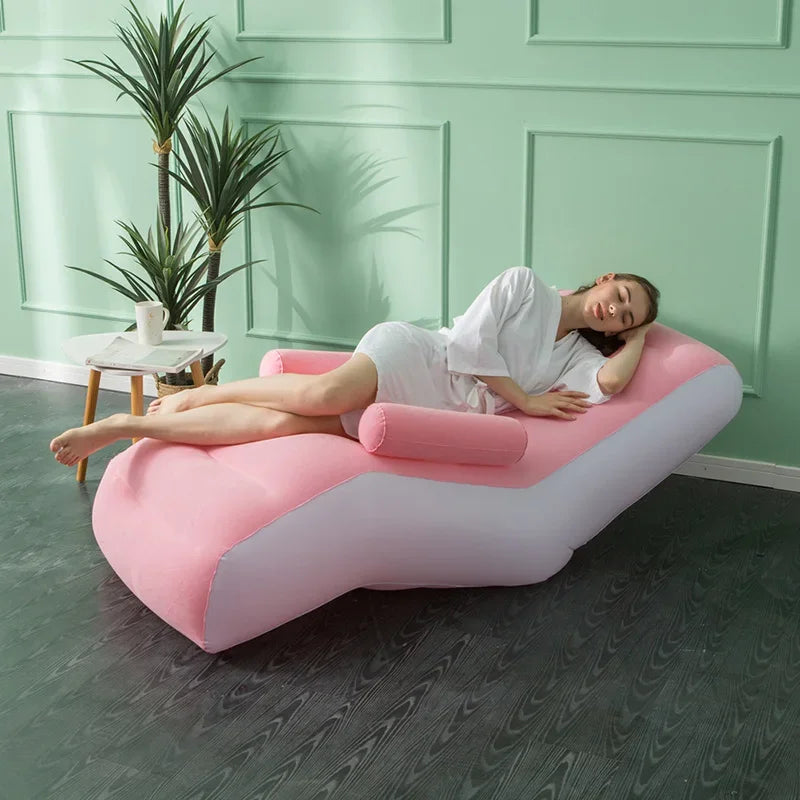 1Pc Inflatable Lazy Sofa Home Leisure Fashion Comfortable  Inflatable Air Sleeping Bed Indoor Collapsible Bed Leisure Sofa