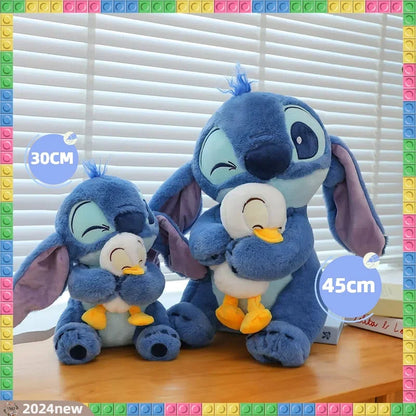 30/45cm Kawaii Plush Stitch Cartoon Hugs Donald Duck Stuffed Doll Children To Appease Sleeping Cartoon Collection Holiday Gifts