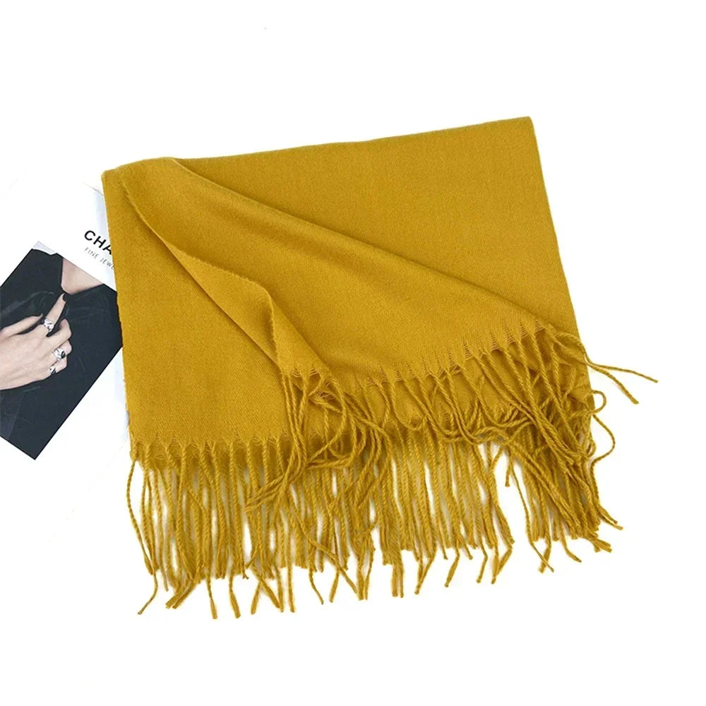 Solid Colors Cashmere Feel Scarfs for Women Winter Keep Warm Pashmina Scarfs Wraps Blanket Bufanda Women Scarves Stoles Foulard