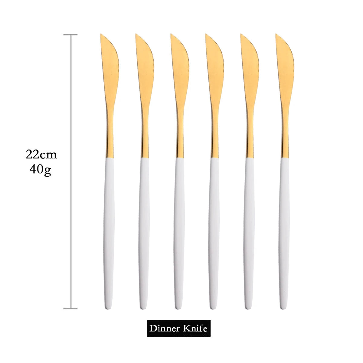 6Pcs Gold Dinner Knife Cutlery Set Mirror Knife Dinnerware Set Stainless Steel Sharp Knife Tableware Home Kitchen Flatware