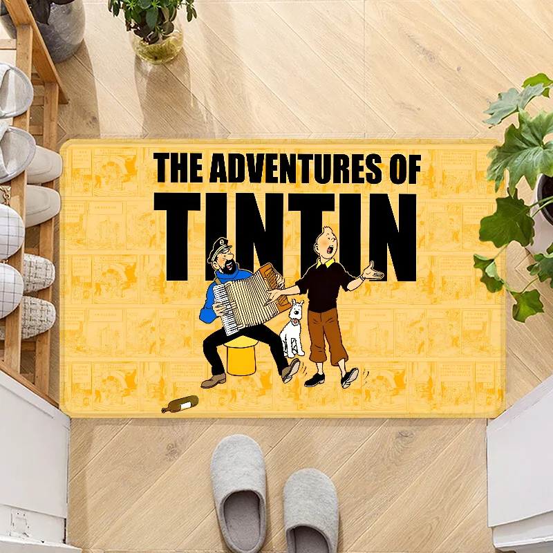 The Adventures of Tintins Door Mat Entrance Non-slip Doormat Washable Kitchen Carpet Hallway Rugs Bathroom Bath Door Mats