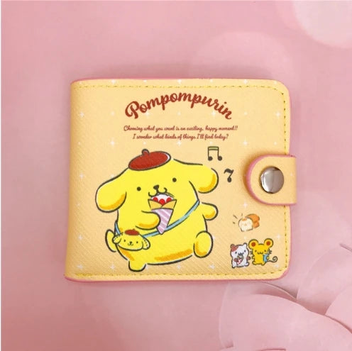 Kawaii Hello Kitty Cinnamoroll My Melody Kuromi Sanrio New Pu Casual Money Bag Coin Purse Card Holder Wallet With Buttons