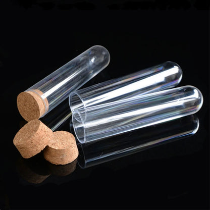 12x100mm Transparent Laboratory Plastic Test Tube with Cap and Stopper, 10 Pieces of School Laboratory Supplies Accessories