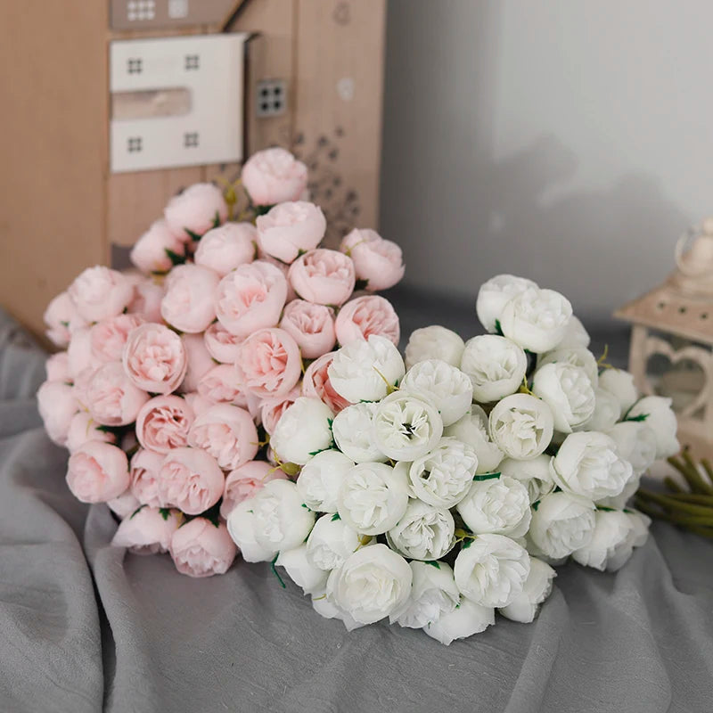 Tenvity 27 Heads Rose Peony Artificial Flowers Bridal Bouquet Home Party Table DIY Decor Fake Flowers Wedding Decoration Flowers