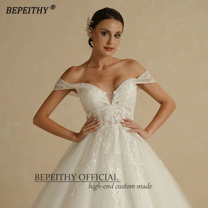 BEPEITHY Customized Princess Sweetheart Wedding Dress For Women Ivory Glitter Sleeveless 2025 Vintage Bride Bridal Ball Gown