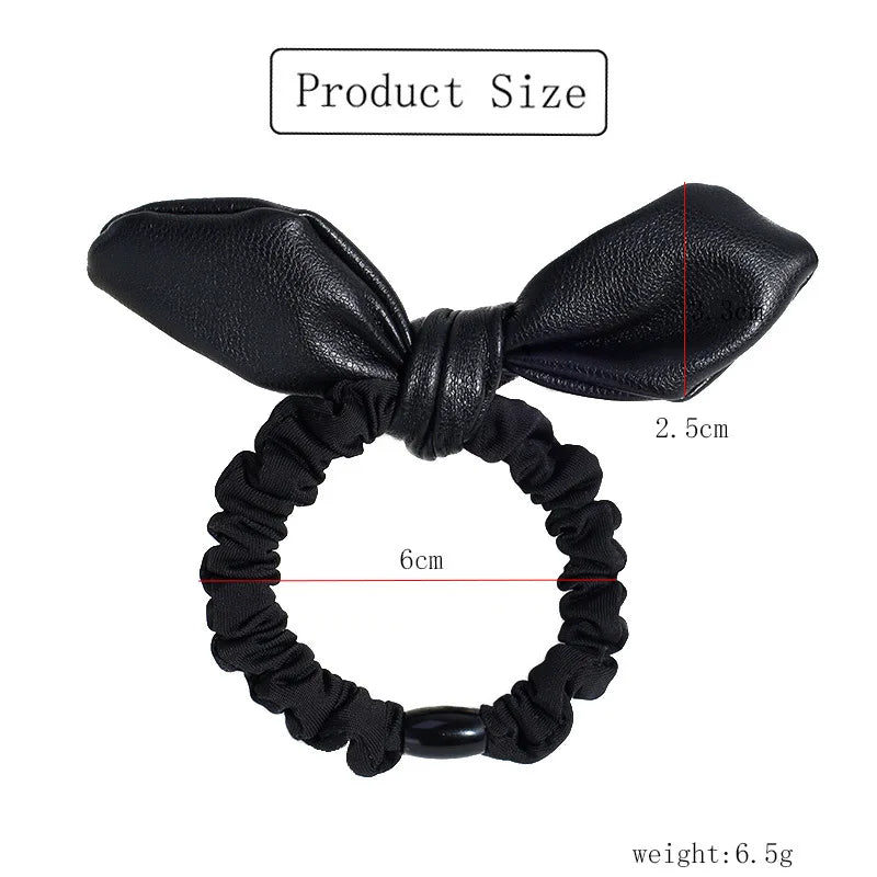 Korean New Leather Velvet Bow Elastic Bands Elegant Ponytail Hair Rope Hair Ties Headwear Girls Women Hair Accessories