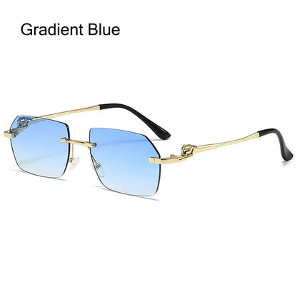 Trendy Rimless Sunglasses for Men Women Fashion Frameless Rectangle Sun Glasses Retro Shades Summer Traveling Eyewear UV400