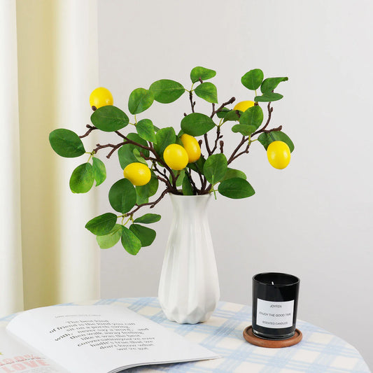 Real looking Yellow Lemon fruit with fake leaves Artificial flowers for Hotel Home decor flores artificiales