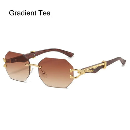 Trendy Rimless Sunglasses for Men Women Fashion Frameless Rectangle Sun Glasses Retro Shades Summer Traveling Eyewear UV400