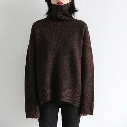 CHIC VEN Fashion Women's Loose Turtleneck Sweaters Warm Solid Pullover Knitwear Basic Female Jumpers Autumn Winter 2023