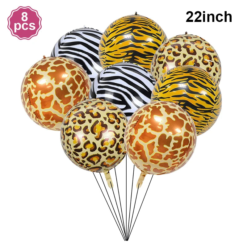 32Inch Leopard Cheetah Big Helium Foil Balloons Leopard Number 0-9 Balloons Kids Jungle Safari Animal Birthday Party Decorations