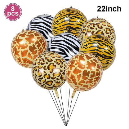 32Inch Leopard Cheetah Big Helium Foil Balloons Leopard Number 0-9 Balloons Kids Jungle Safari Animal Birthday Party Decorations