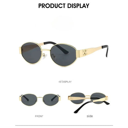 Luxury Metal Brand Sunglasses for Men and Women Unisex Designer Fashion Sun Glasses Oval Unisex Stylish Eyewear Shades