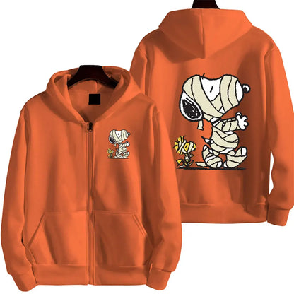 Snoopy Injured Cartoon Anime Men Zipper Hoodie Spring Autumn Fashion Women Sweatshirt 2024 New Korean Style Couple Jacket Coat