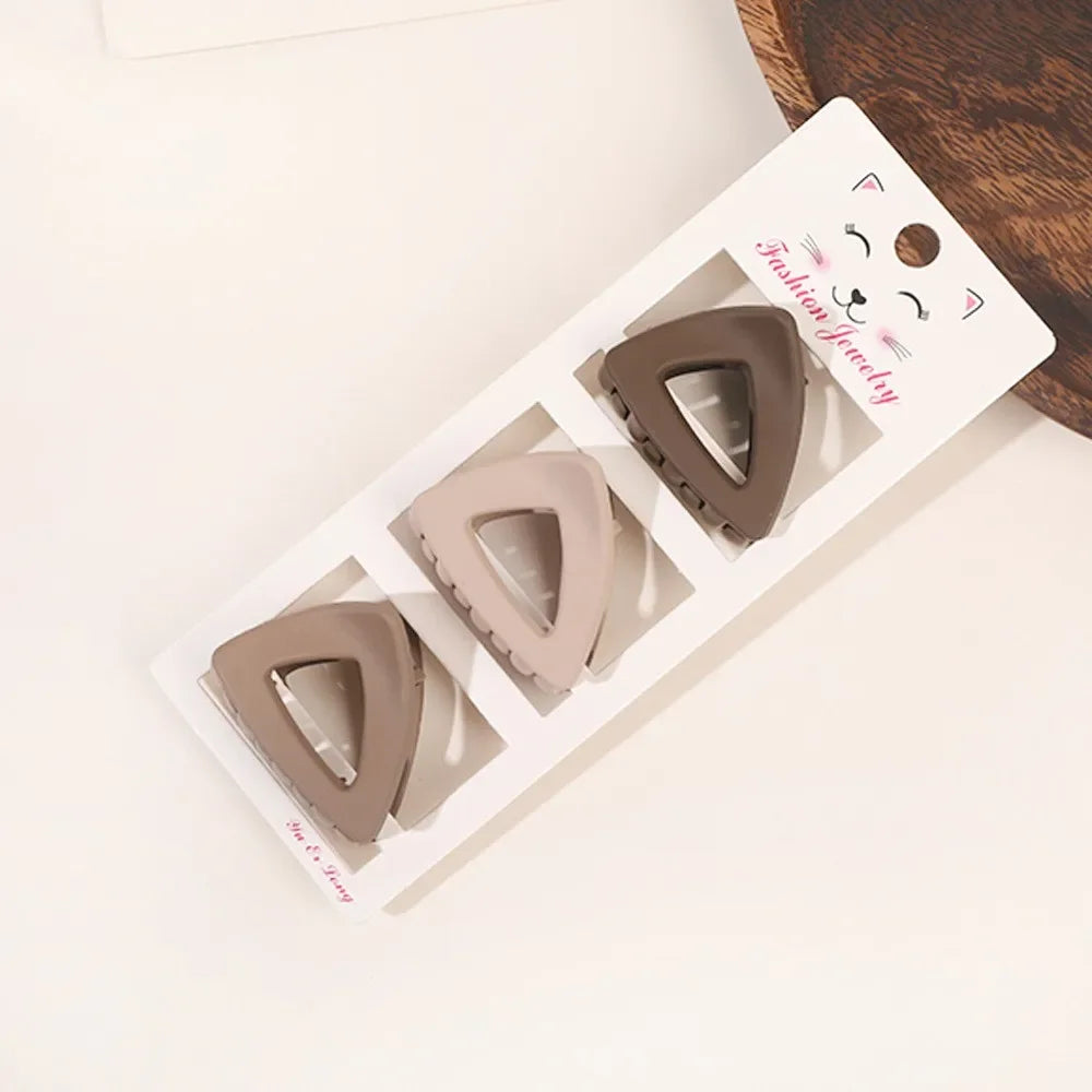 New Fashion Coffee Color Three-piece Set Frosted Geometric  Hairpin Hair Clip Barrettes for Women Girl Hair Accessorie Headwear