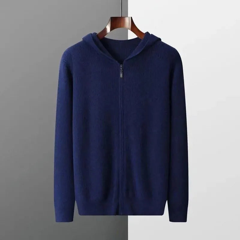 2023 Autumn/Winter New Simple Solid Knitted Cardigan Cashmere Sweater Coat Men's Fashion Fashion Brand Versatile Casual Top Tren