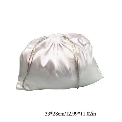 Large Silk Satin Drawstring Bag Hair Bag Wigs Makeup Jewelry Wedding Party Storage Dust Proof Packaging Bags Reusable Organizer