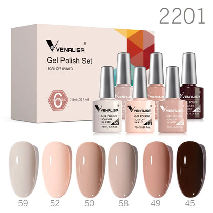 Venalisa Nail Gel Polish Kit Christmas Gift Winter Color Collection Semi Permanent New Learner Nude Pink Nail Varnish Set