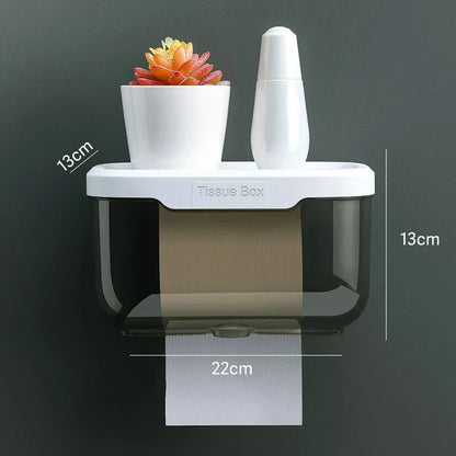 Punch-free Toilet Paper Holder Box Waterproof Storage Toilet Paper Storage Rack Paper Towel Kitchen Bathroom Storage Box