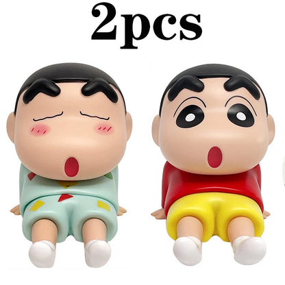 Crayon Shin-Chan Anime Figure Phone Holder Kawaii Desktop Ornaments Phone Support Mini GK Collection Decoration Toys Gifts