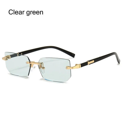 UV400 Protection Rimless Rectangle Sunglasses Trendy Y2K Eyewear Shades for Women & Men