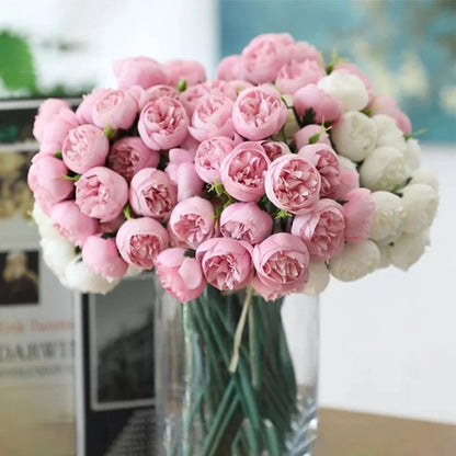 Tenvity 27 Heads Rose Peony Artificial Flowers Bridal Bouquet Home Party Table DIY Decor Fake Flowers Wedding Decoration Flowers