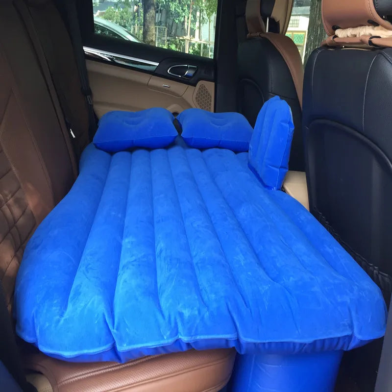 Car Travel Bed Camping Inflatable Sofa Automotive Air Mattress Rear Seat Rest Cushion Rest Sleeping pad With pump Accessories