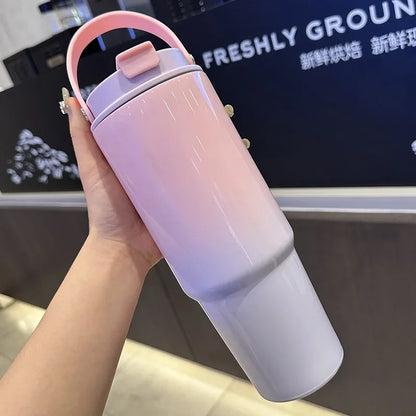 Hot Sale Large Capacity Vacuum Thickened Progressive Color Cup Stainless Steel Thermos Cup Water Cup Portable Accompanying