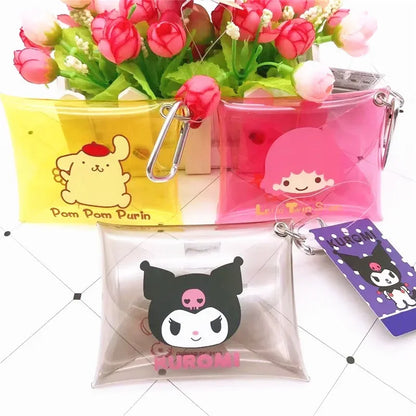 Hello Kitty Coin Pouch Cute Purse Mini Wallet Zipper Sanrio Kuromi Lipstick Kawaii Bag Keychain Clear Clutch Card Holder Gifts