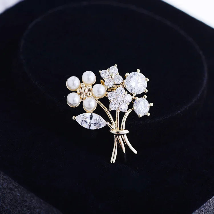 Fashion Brooch Set Flower Bow Brooches for Women Metal Anti-glare Lapel Pin Fixed Clothes Pins Sweater Coat Clothing Accessories