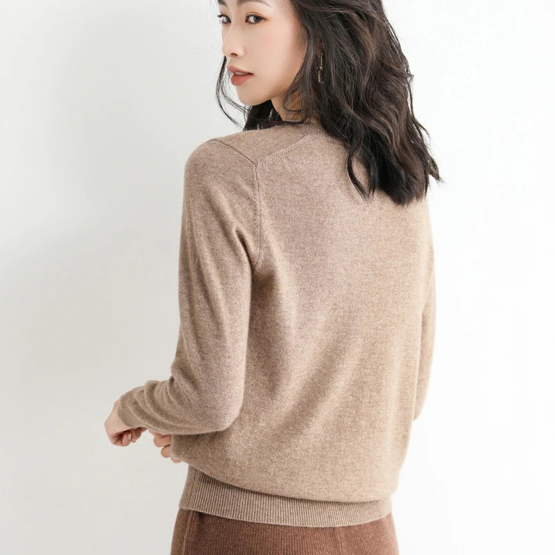 2024 Classic Style Cashmere Pullover Fashion Merino Wool Sweater Round neck Long Sleeve Knitwear Soft Warm Basic' Clothing Tops