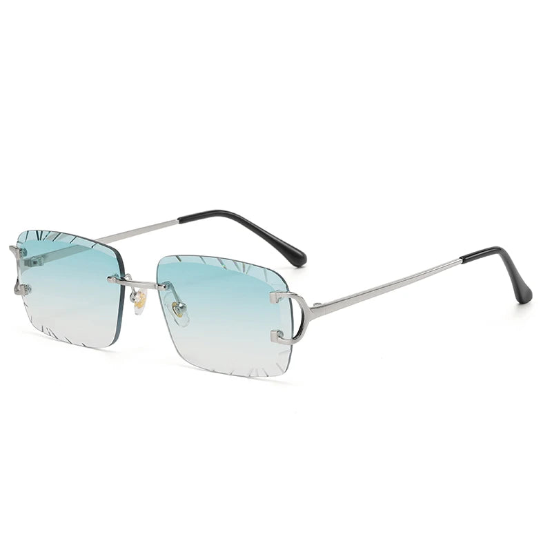 Square rimless glasses Trend metal high-grade men's and women's sunglasses street shot sunglasses