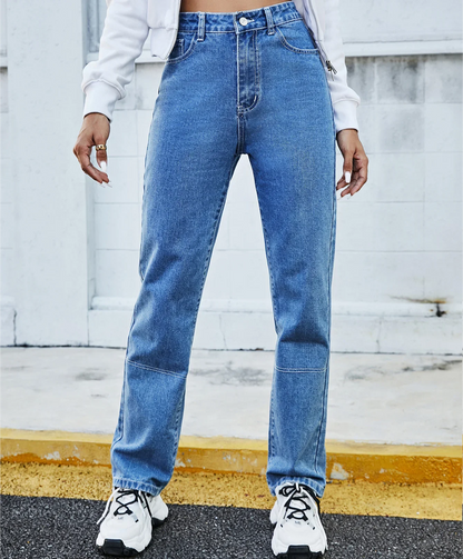 Spliced Ankle Length Straight Pants Women Jeans Loose Fit Denim High Waist Zipper Fly Jean Pockets Streetwear 2025 Vintage