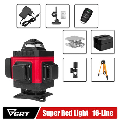 GRT Laser Level 16/12/8 Line Self Leveling 360 Horizontal and Vertical Cross Red Laser Beam Measuring Tool Лазерный уровень