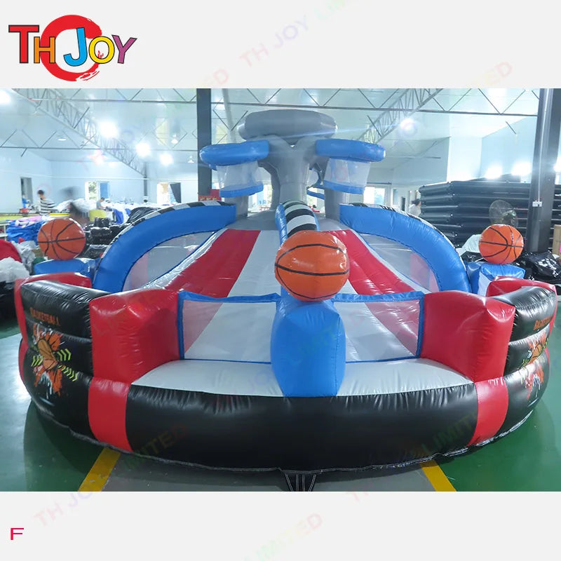 Fast Air Shipping 4m Dia 8 Hoops Basketball Play System Inflatable Basketball Shooting Toss Game Combo for Sale