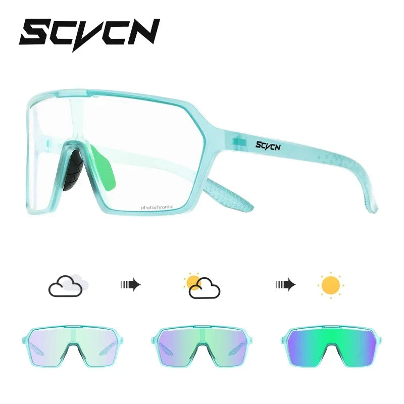 SCVCN Color Photochromic Cycling Glasses UV400 Sunglasses for Men Women Driving Glasses MTB Road Bike Sport Eyewear Running