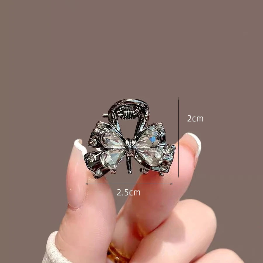 New Korean Style Alloy Rhinestone Black Hair Crab Claw For Ladies Women Headwear Summer Elegant Shining Hairpins Side Barrettes