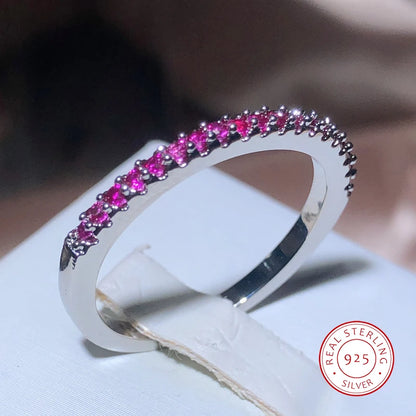 Fashion Slim Women's Ring Full of Small Diamand Pink AAA Cubic Zirconia Stone Wedding Engagement Trendy Jewelry Accessory