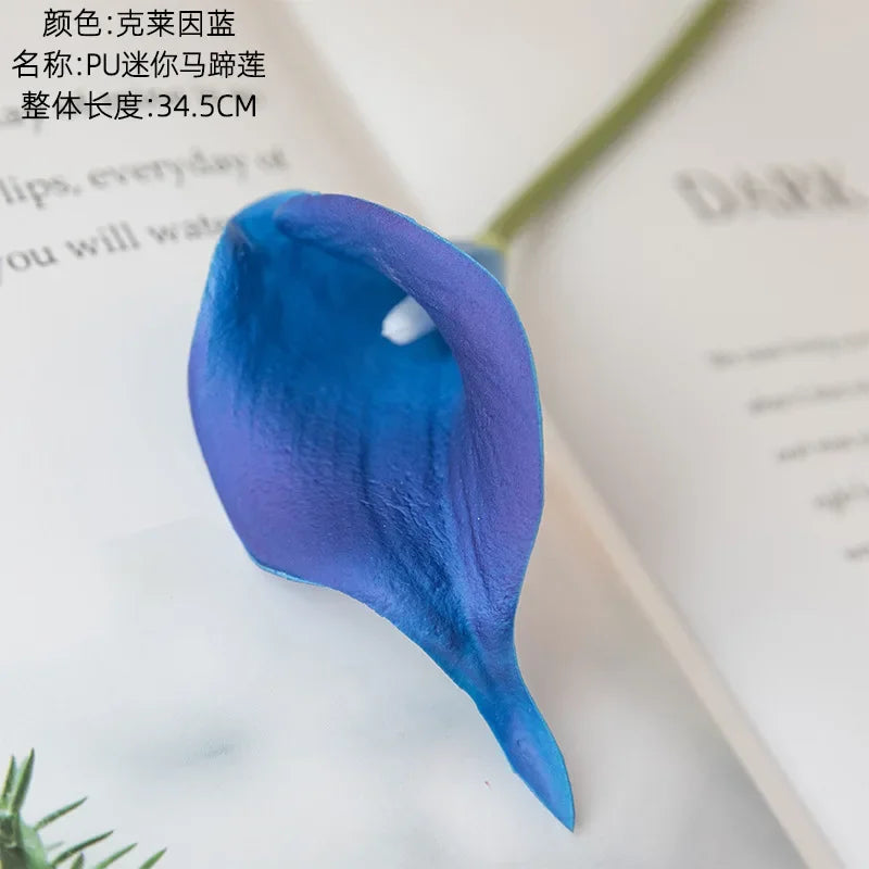 10pcs PU Mini Calla Lily Artificial Flower Fake Wedding Hand Bouquet Home Decoration Flores Artificiales Para Decoracion Hogar