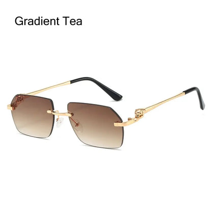 Trendy Rimless Sunglasses for Men Women Fashion Frameless Rectangle Sun Glasses Retro Shades Summer Traveling Eyewear UV400