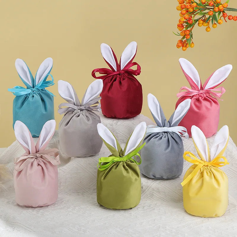 Easter Candy Bag Chocolate Bags Cloth Pouch Cute Bunny Gift Packing Bags Ears Design Birthday Wedding Party Jewelry Organizer