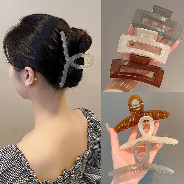 Plastic Transparent Large Size Hair Claw Fashion Ladies Hair Clips Women Hair Accessories Headwear Ponytail Hairpins Headwear