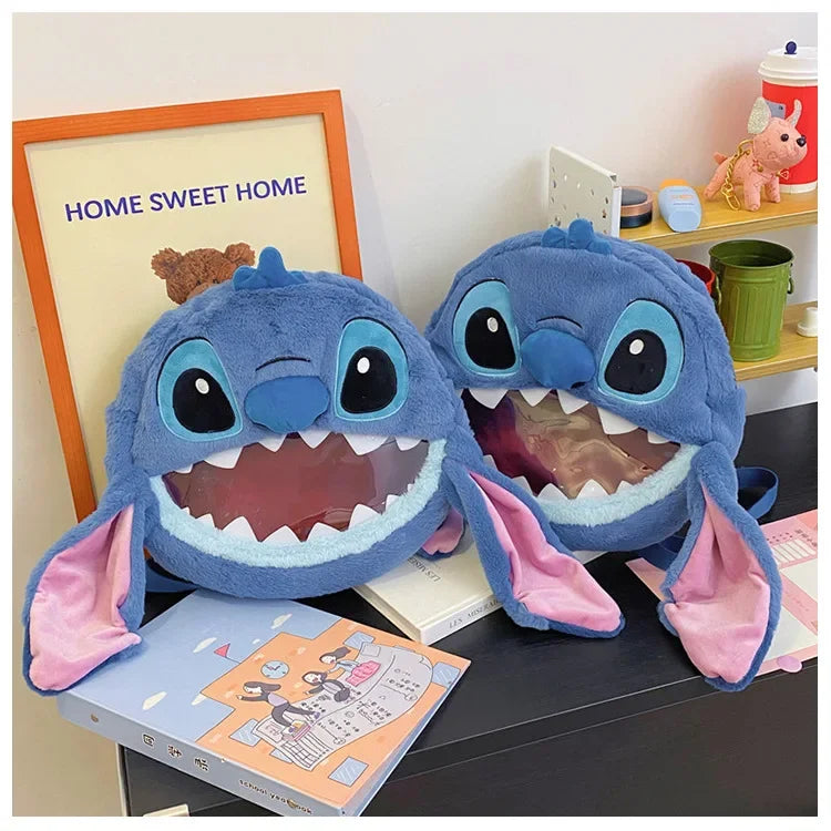 HOT Stitch See-through Bag Plush Doll Backpack Girls Large Capacity Cute Funny Backpack Anime Kawaii Cartoon School Bag Mochila