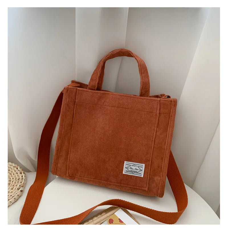 Rilibegan Shoulder Bag For Women New Style Simple Corduroy Portable Large Capacity Bag Ins Fashion Trend Small Square Handbag